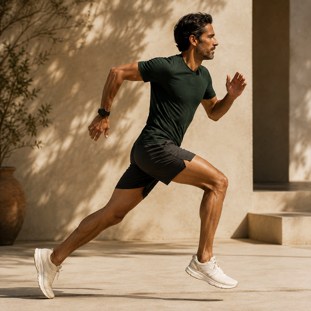 Running outdoors in morning light