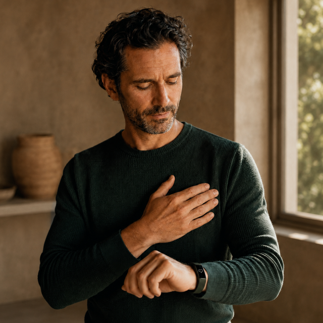 Checking a heart rate tracker by a window