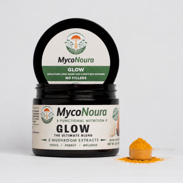 Glow Powder jar with a filled scoop
