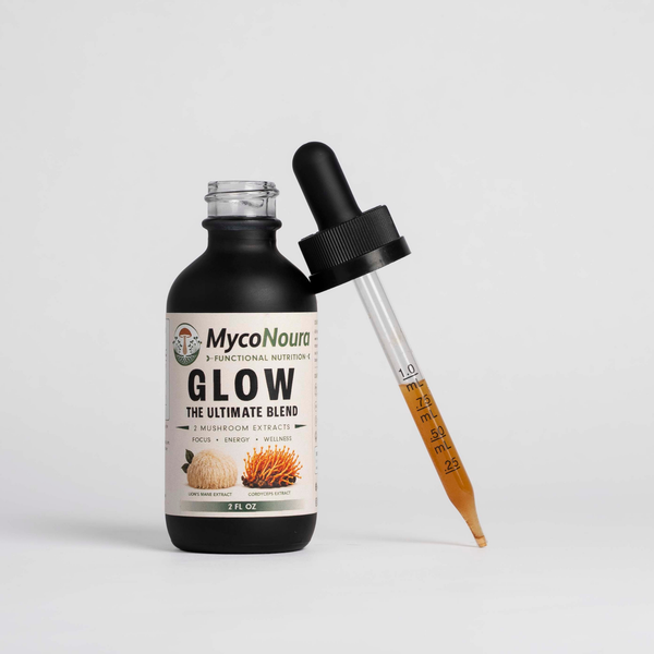 Glow Tincture bottle with a filled dropper