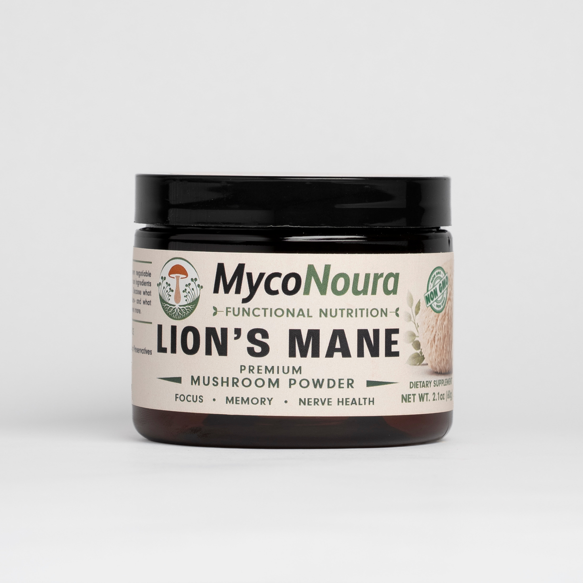 Lion's Mane Powder jar, front of label