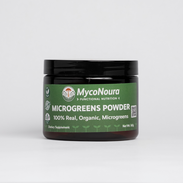 Microgreen Powder jar, front of label